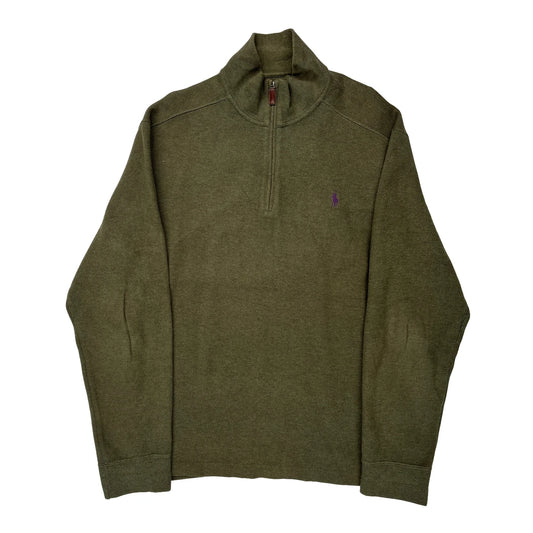 Polo By Ralph Lauren 1/4 Zip - Large Green Cotton