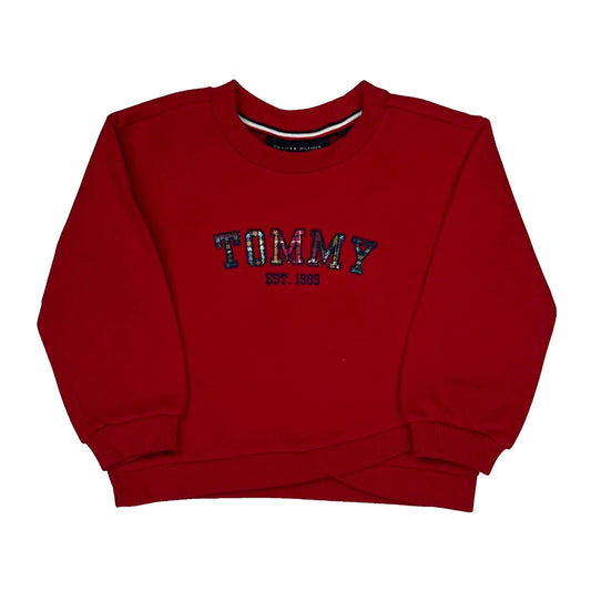 Age 2 Tommy Hilfiger Spellout Sweatshirt - 2XS Red Cotton