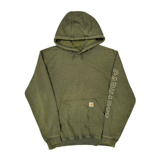 Carhartt Spellout Hoodie - Large Green Cotton Blend