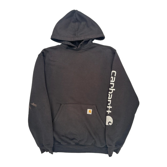 Carhartt Spellout Hoodie - Medium Black Cotton Blend