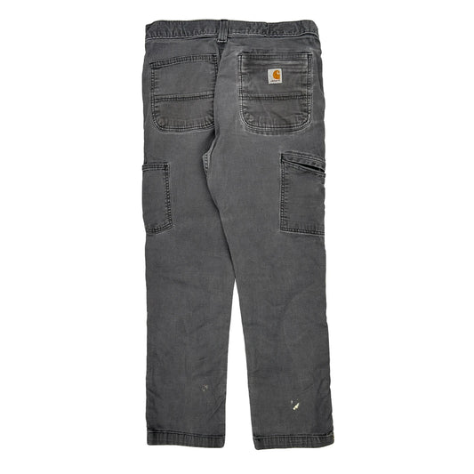 Carhartt Double Knee Cargo Trousers - 31W 30L Grey Cotton