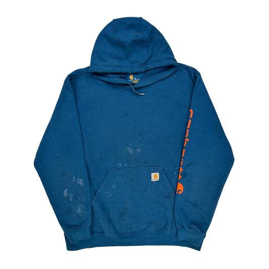 Carhartt Spellout Hoodie - XL Blue Cotton