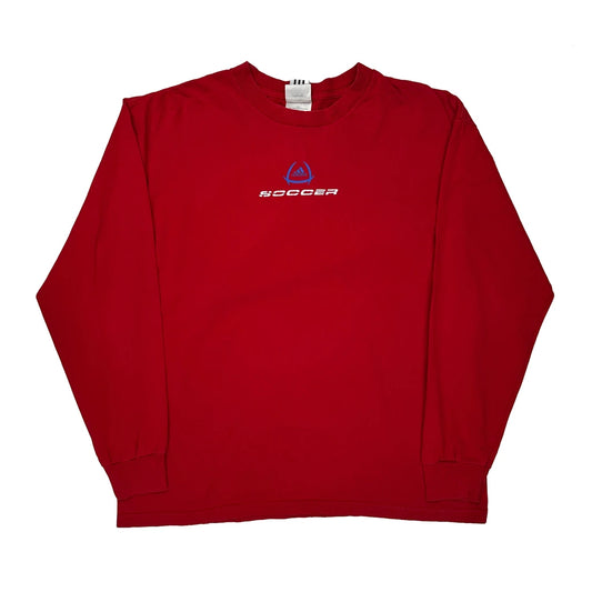 Soccer Adidas Graphic Long Sleeve T-Shirt - Large Red Cotton