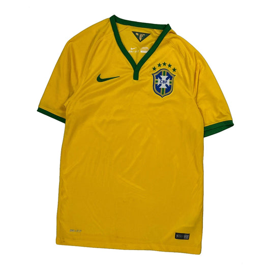 2014 Brazil National Team Nike World Cup Football Shirt - Small Yellow Polyester