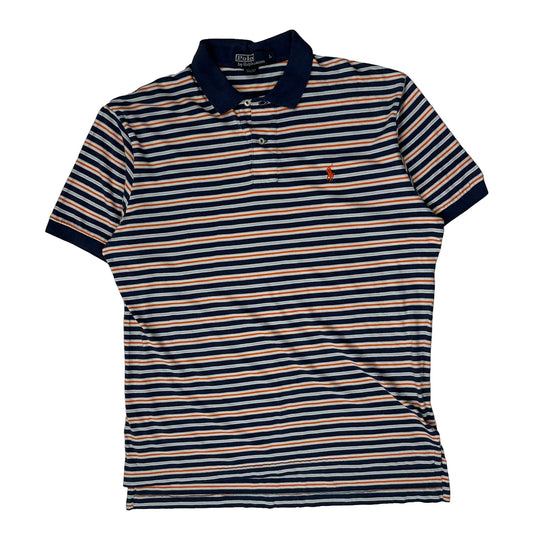 Polo By Ralph Lauren Striped Polo Shirt - Large Navy Cotton