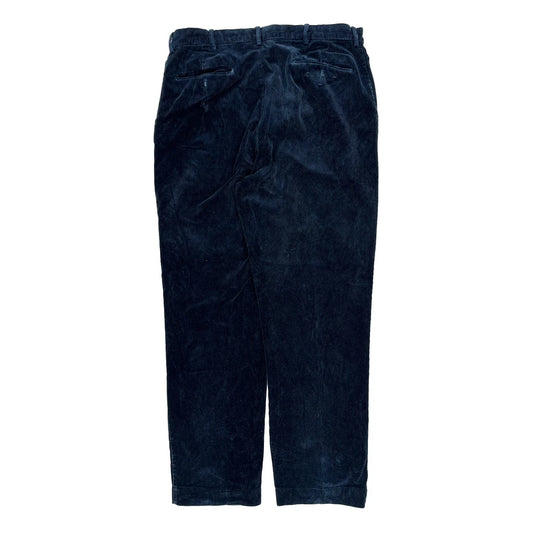 Vintage Polo By Ralph Lauren Cord Trousers - 34″ Waist Blue Cotton