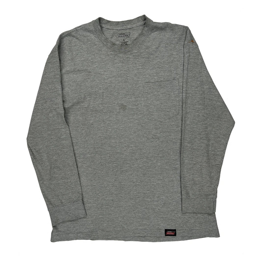 Dickies Long Sleeve T-Shirt - Large Grey Cotton