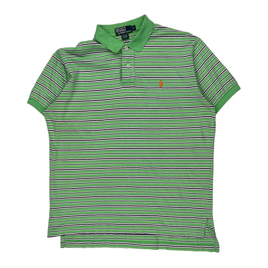 Polo By Ralph Lauren Striped Polo Shirt - Large Green Cotton