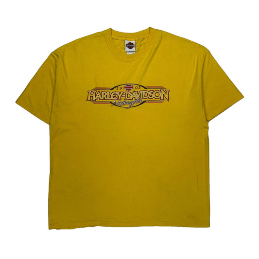 Vintage Motorcycles Harley Davidson Graphic T-Shirt - 2XL Yellow Cotton