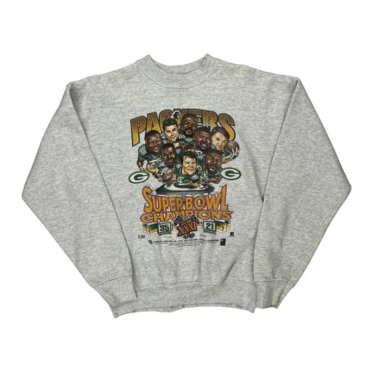 Made In USA Green Bay Packers Fruit Of The Loom Nfl Sweatshirt - Large Grey Cotton Blend