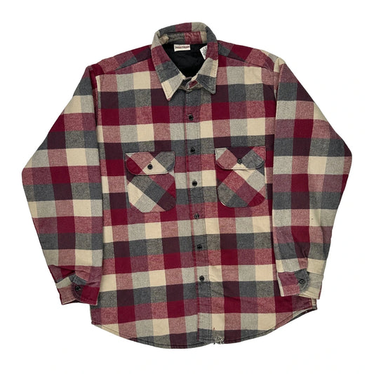 Field & Stream Checked Flannel Shirt - Large Beige Cotton