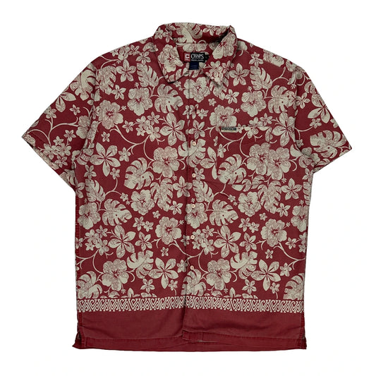 Chaps Ralph Lauren Floral Hawaiian Shirt - Large Red Cotton