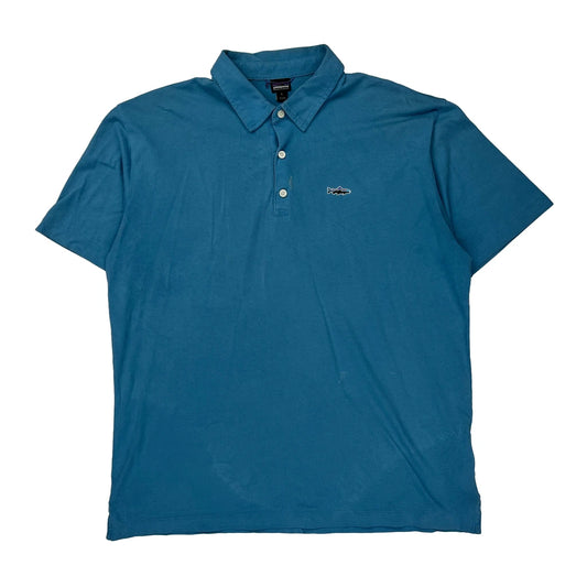 Patagonia Polo Shirt - Large Blue Cotton