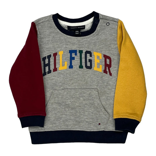 Age 24 Months Tommy Hilfiger Spellout Sweatshirt - 2XS Grey Cotton Blend