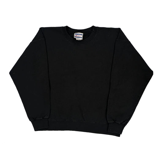 90S Blank Hanes Sweatshirt - Large Black Cotton Blend