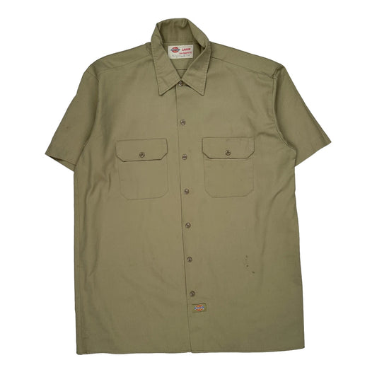 Dickies Short Sleeve Shirt - Large Khaki Cotton
