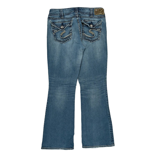 Silver Boot Cut Jeans - 30W UK 8 Blue Cotton
