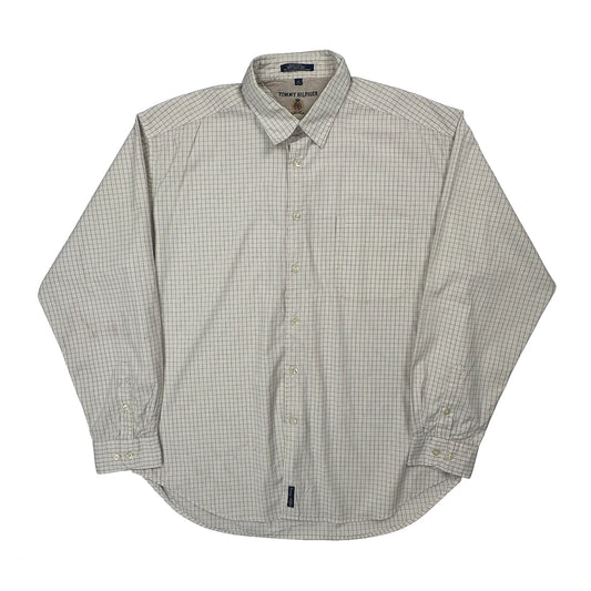 Tommy Hilfiger Checked Shirt - XL Cream Cotton