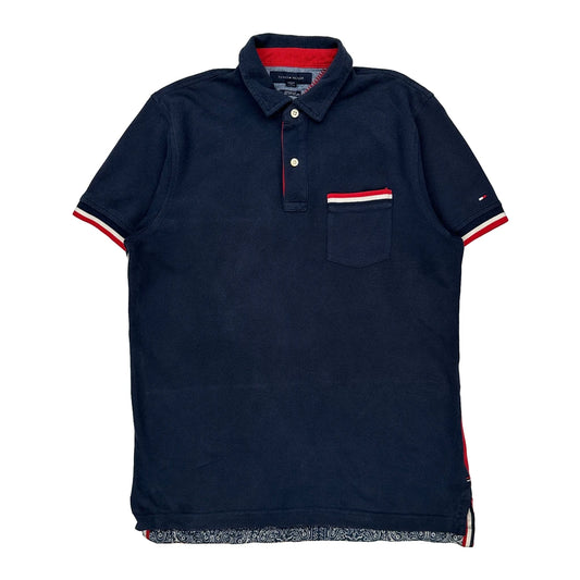 Tommy Hilfiger Striped Polo Shirt - Medium Navy Cotton