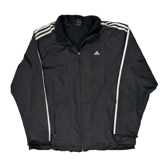 Adidas Striped Track Jacket - XL Black Polyester