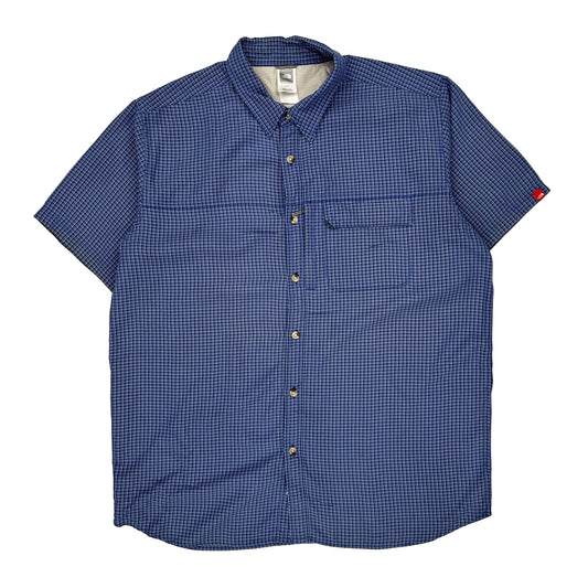 The North Face Checked Short Sleeve Shirt - XL Blue Polyester