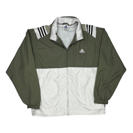 Adidas Striped Track Jacket - Medium Green Polyester