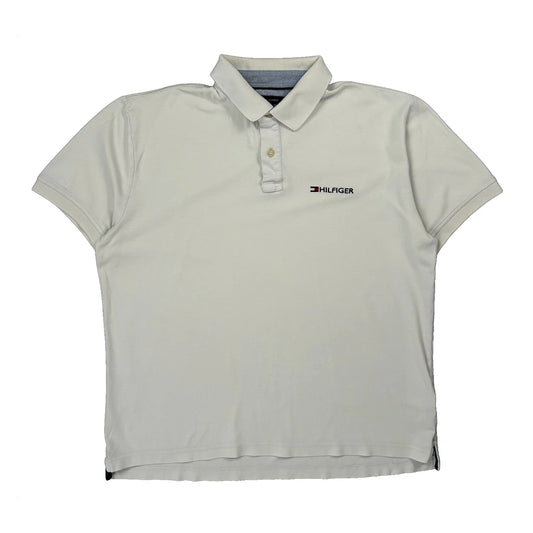 Vintage Tommy Hilfiger Polo Shirt - Large White Cotton