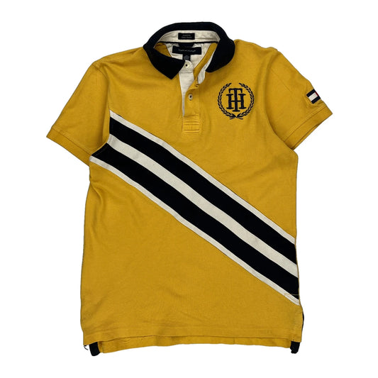 Tommy Hilfiger Striped Polo Shirt - Small Black Cotton