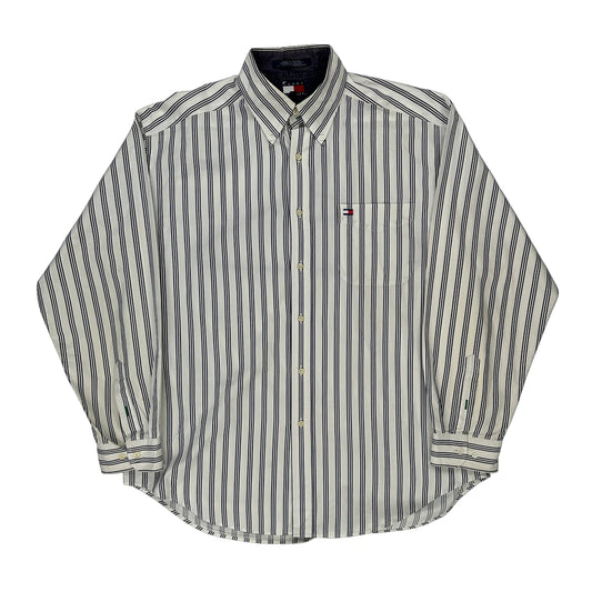 Tommy Hilfiger Striped Shirt - Large Blue Cotton