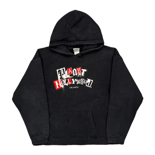 Planet Hollywood Graphic Hoodie - Medium Black Cotton Blend