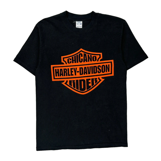 Harley Davidson Graphic T-Shirt - Medium Black Cotton
