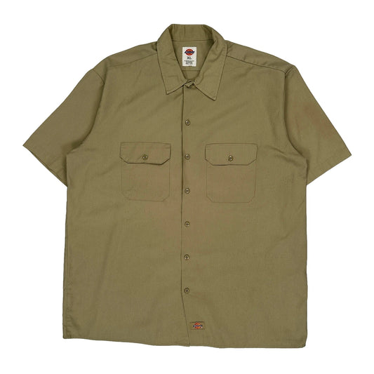 Dickies Short Sleeve Shirt - XL Khaki Polyester Blend