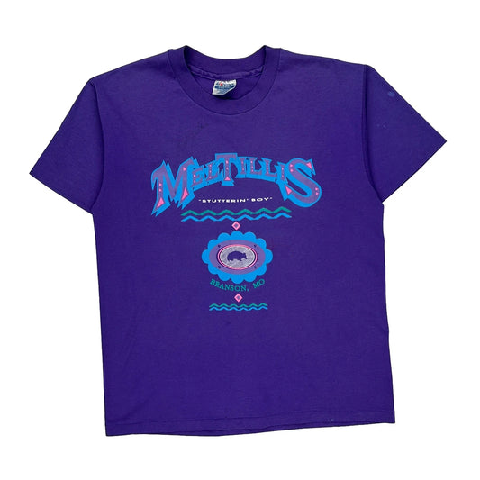 Mel Tillis Hanes Single Stitch T-Shirt - Large Purple Cotton Blend