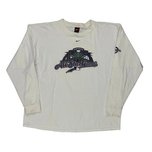 Brewers Nike Mlb Long Sleeve T-Shirt - XL White Cotton