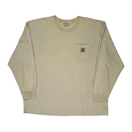 Carhartt Long Sleeve T-Shirt - XL Beige Cotton