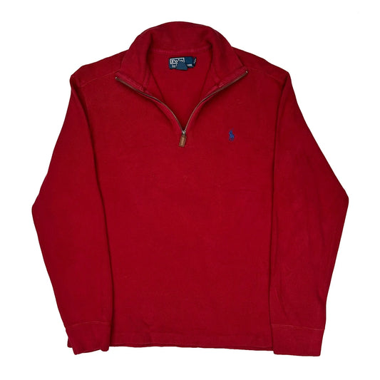 Vintage Polo By Ralph Lauren 1/4 Zip - Medium Red Cotton