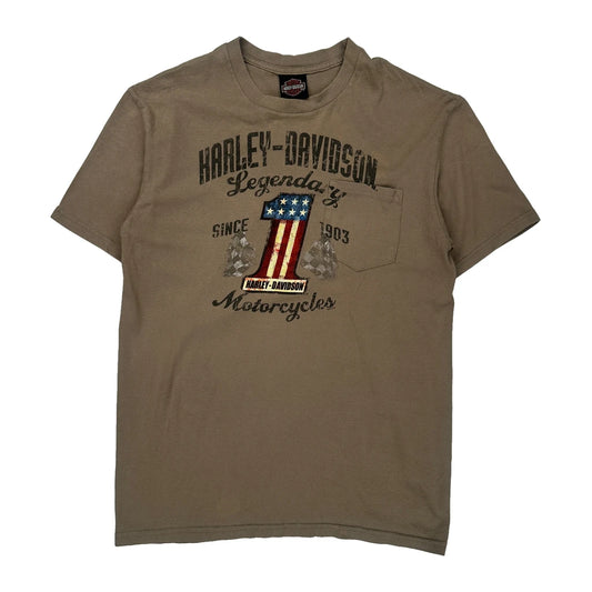 Legendary Motorcycles Harley Davidson Graphic T-Shirt - Large Brown Cotton