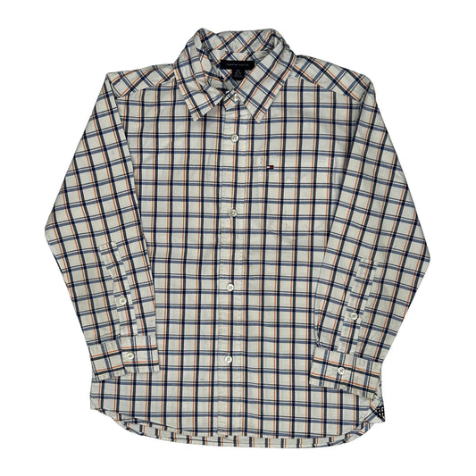 Vintage Age 6-7 Tommy Hilfiger Checked Shirt - Small White Cotton