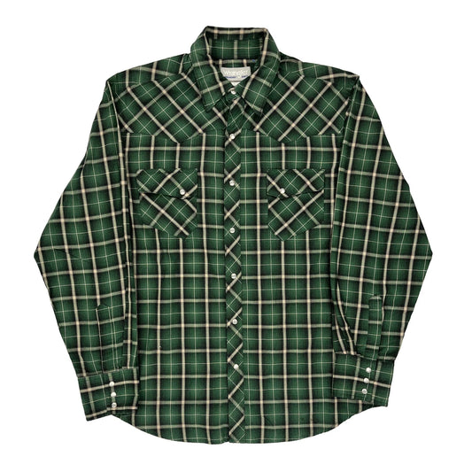 Wrangler Checked Shirt - Large Green Cotton Blend