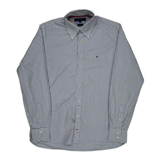 Vintage Tommy Hilfiger Checked Shirt - Medium Blue Cotton