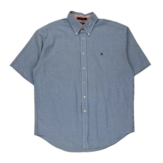 Tommy Hilfiger Checked Short Sleeve Shirt - Large Blue Cotton