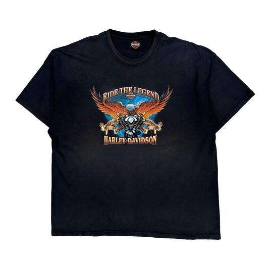 Ride The Legend Harley Davidson Graphic T-Shirt - 2XL Black Cotton