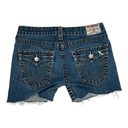 True Religion Denim Shorts - 30W UK 8 Blue Denim