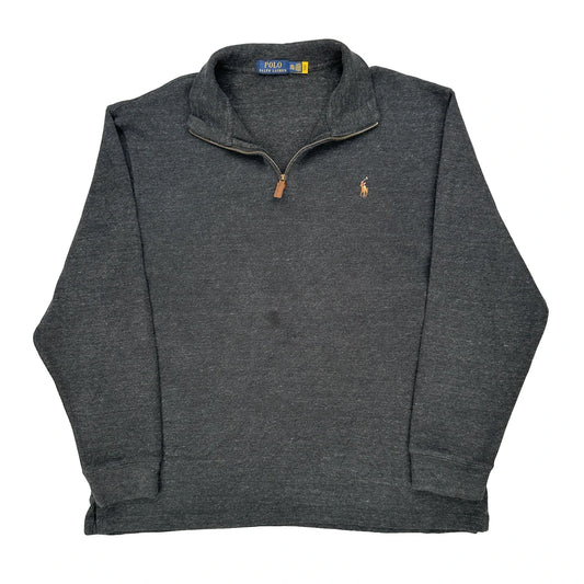 Vintage Polo By Ralph Lauren 1/4 Zip - 2XL Grey Cotton