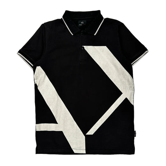 Armani Exchange Graphic Polo Shirt - Medium Black Cotton