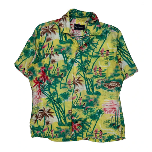 Network Floral Hawaiian Shirt - Medium Multicoloured Cotton