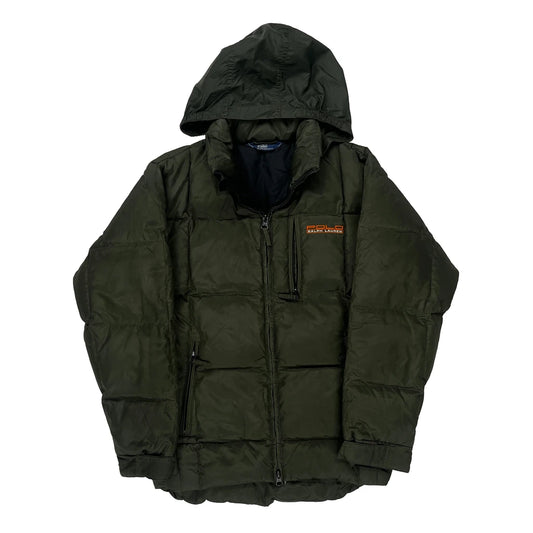 Hooded Polo By Ralph Lauren Puffer - Small Green Polyester