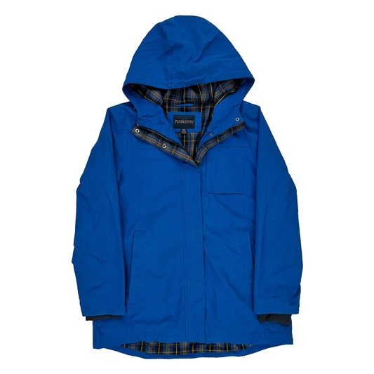 Pendleton Checked Parka - Medium Blue Polyester