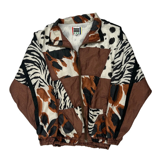 1980'S Evr Animal Print Shell Jacket - Medium Brown Polyester