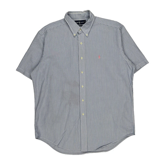 Ralph Lauren Striped Short Sleeve Shirt - Large Blue Cotton